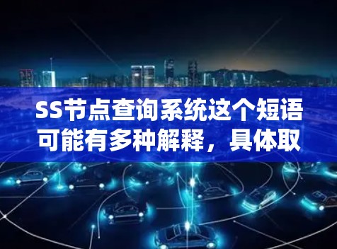 SS节点查询系统这个短语可能有多种解释，具体取决于上下文。以下是一些可能的解释